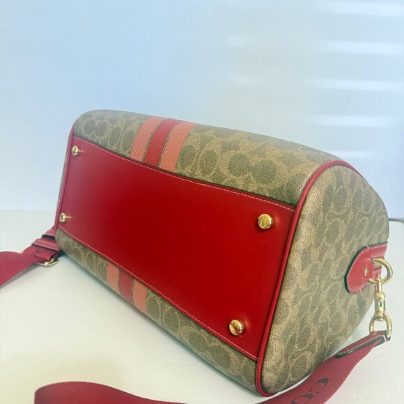 coach Rowan Large Satchel Bag In Signature Canvas With Stripe cal83 - Picture 4 of 7